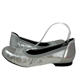 Ros Hommerson Ronnie Folding Silver Pebbled Ballet Flats